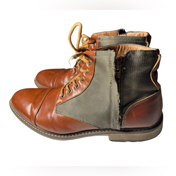 Retro Steve Madden Brown & Gray Zip Side Men’s 10 Boots - Picture 3 of 9